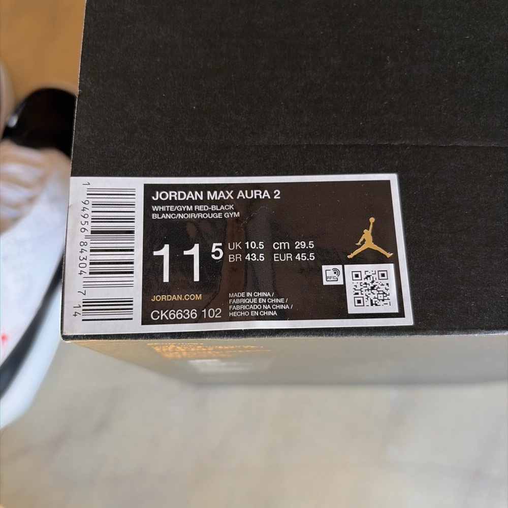Mens Jordan Max Aura 2 Basketball White Gym/Red Black Size 11.5 - CK6636 102 New - Picture 10 of 11